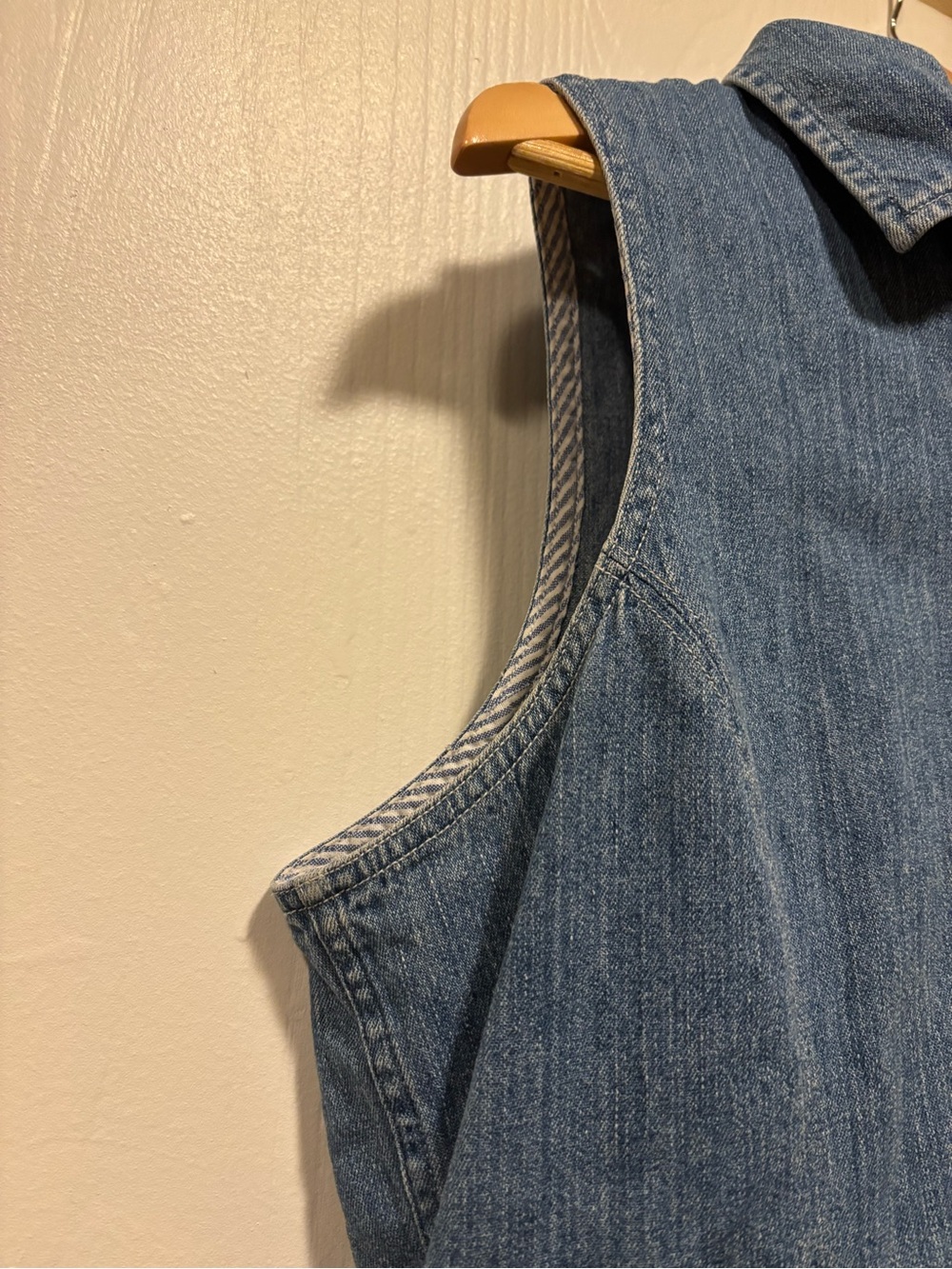 Tommy Hilfiger Denim Sleeveless Button-Up Shirt Blue - Picture 3 of 5